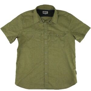 Edgevale Hemp Outdoors Vented Short Sleeve Button Up Shirt Mens Large Green